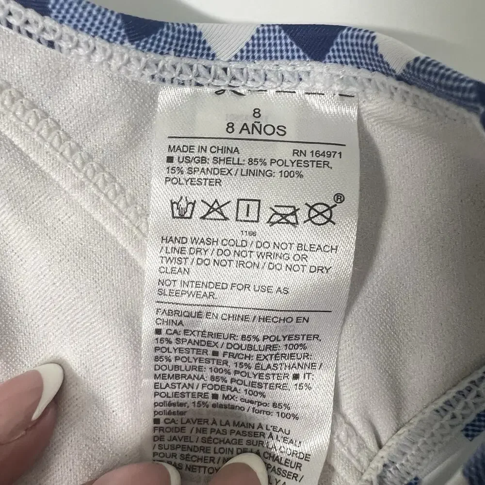 Janie & Jack Gingham Two Piece Swimsuit Size 8 Blue White